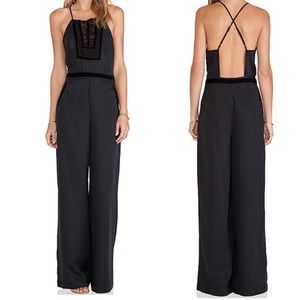 FREE PEOPLE Tuxedo Black Jumpsuit Wide Leg Open Back